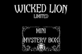 Wicked Lion Limited Mini Mystery Box label on a black background
