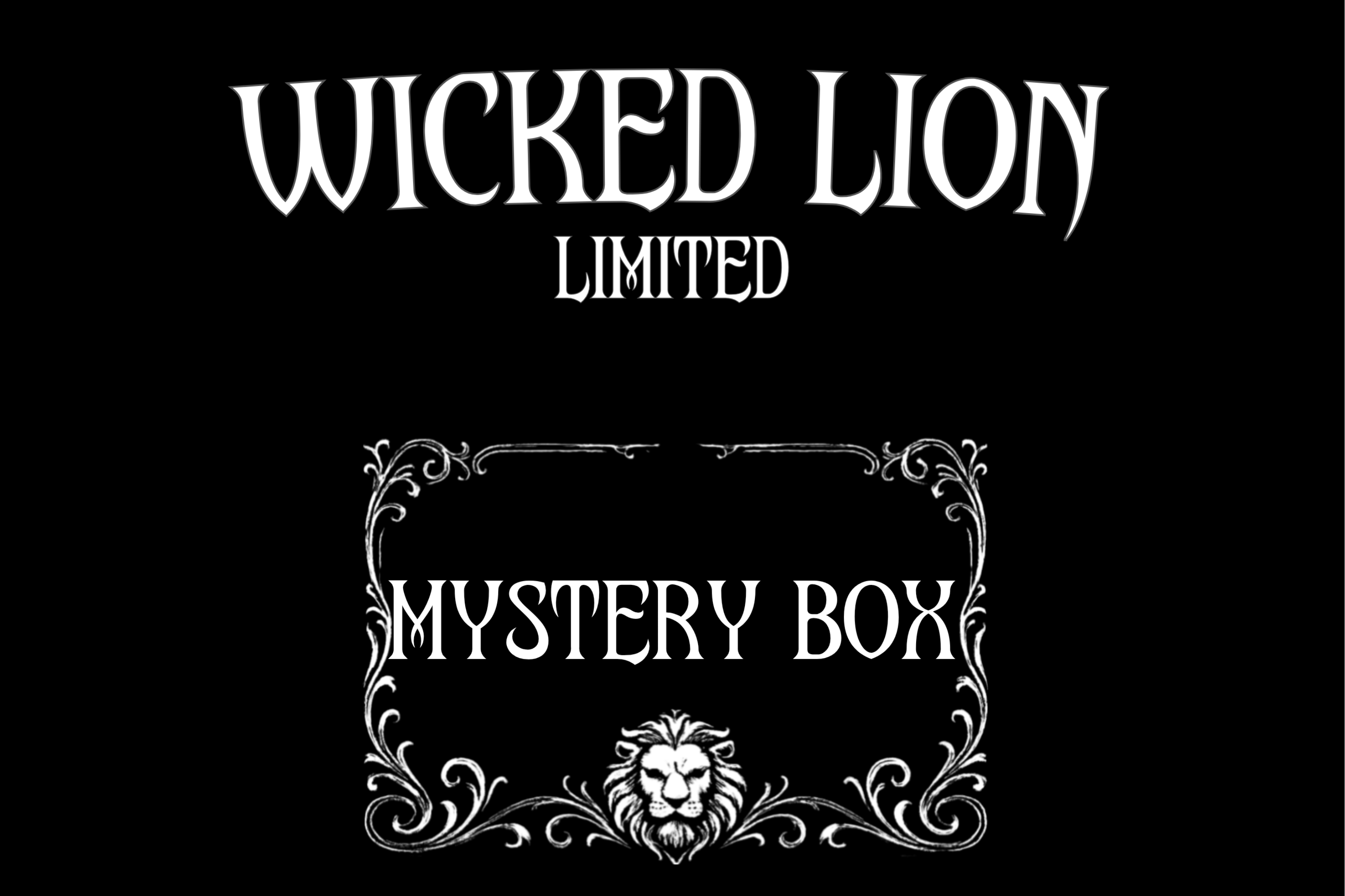 Wicked Lion Limited mystery box logo on a black background